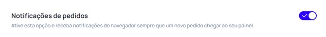 Chave "Notificações de pedidos"